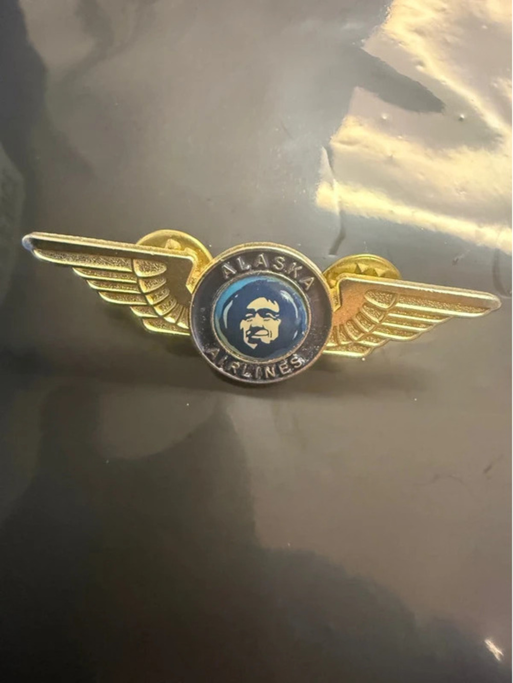 Vintage Alaska Airlines Junior Pilot Wings Pin Gold Tone Metal